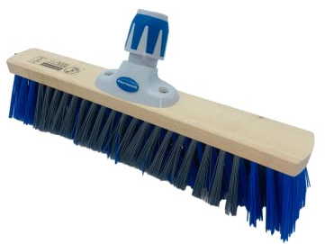 Nespoli Escoba de Barrendero, 42cm, Fibras Sintéticas con Sistema Crossclean, para Suciedad Fina y Gruesa, Máxima Limpieza, Rosca Universal (24 hasta 28 mm)