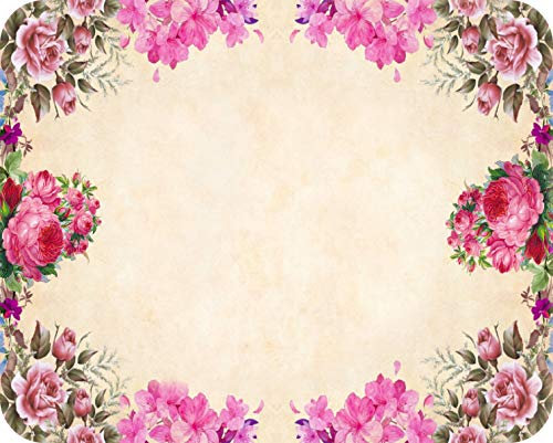 Floral Glass Worktop Saver - Kitchen Worktop Protector with Floral Border Design - Tempered Glass Chopping Cutting Board for Food Prep Rolling Pastry - by Pearl Glass (50 x 40cm Large)