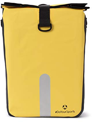 #DoYourOutdoor 3in1 Hinterradtasche mit praktischem Schnellverbindungssystem für Gepäckträger - Wasserdicht & Reflektierend - 21 Liter Rolltop-Fahrradtasche mit Schultergurt, Tragegriff - gelb
