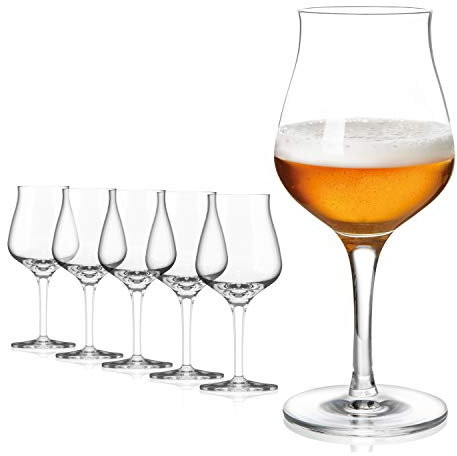 Bicchieri da birra da 420 ml - Set bicchieri birra - Boccale birra alto in vetro - 6 Bicchieri degustazione birra lavabili in lavastoviglie
