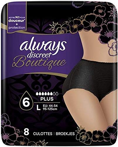 Always Discreet 4er Pack (4 x 8 Höschen) für Blasenschwäche und Inkontinenz, Gr.L - schwarz