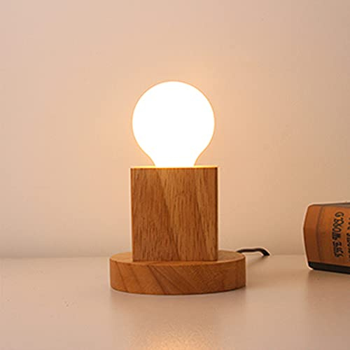 Mengjay Trade Portalampada E27 in legno lampada da tavolo Edison presa EU standard illuminazione decorativa per ufficio, casa, bar, ristorante Leggi la luce notturna leggera. (Stile A.)