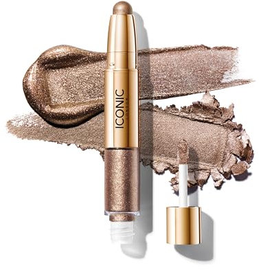 ICONIC London Glaze Crayon 2-in-1 One-Stroke No Brush Required Eyeshadow | Super Glossy Finish & Ultra Shimmering Glow | Easy to Use | Volcanic