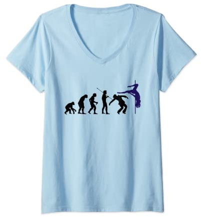 Damen Pole Dance Umwerfend Evolution Dance Pole Outfit Fitness T-Shirt mit V-Ausschnitt