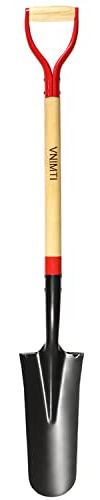 VNIMTI Spade Shovel,Transplanting Spade，Drain Spade,Spade Shovels for Digging,Sharp Shooter Shovel or Spade,45Inch,Steel D-Grip,Wooden Handle
