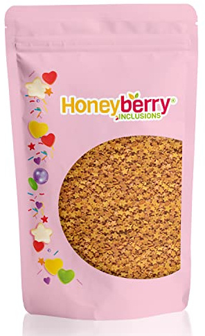 HONEYBERRY Goldene Sterne Streusel 200 g - Espolvorea de oro natural comestible para decoración de tartas, magdalenas y postres - Fabricado en la UE