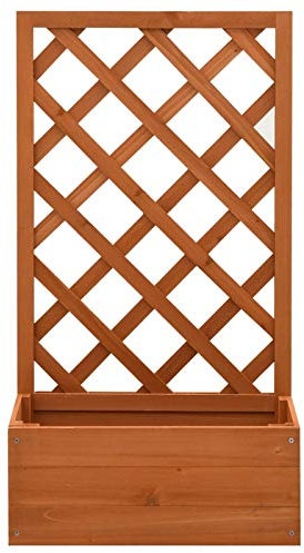 Keketa Fioriera con Traliccio con Grigliato con Spalliera da Esterno Arancione 50x25x90 cm in Legno Massello di Abete