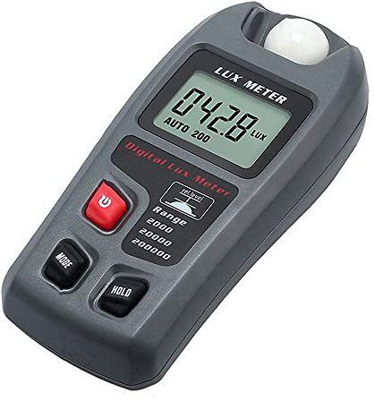 Electronic Luxmeter Lichtmesser mit 200,000 Lux Reichweite, Digital Tragbare Illuminometer Photometer Belichtungsmesser mit LCD Display für Zimmerpflanzen, Fotografie