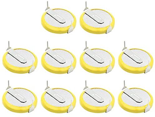 CSTAL Pile Bouton 3V CR2032, Pile Bouton Livrée avec 2 Broches À Souder, pour Stimulateur Cardiaque De Compteur De Carte Mère, 10 Pièces