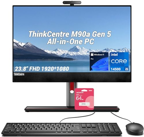 Lenovo ThinkCentre Neo 30a 23.8 FHD Business All-in-One, i5-12450H, 16GB RAM, 512GB SSD, DVD-RW, Wired KB & Mouse, RJ-45, HDMI, Wi-Fi 6, Webcam, Windows 11 Pro, Black