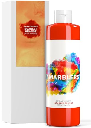 MARBLERS Colorant liquide 310 g [Orange écarlate] | À base d'eau | Teinte, Pigment | Inodore | Non toxique | Pour béton, ciment, mortier, joint, gypse, peinture à base d'eau, jesmonite, plâtre
