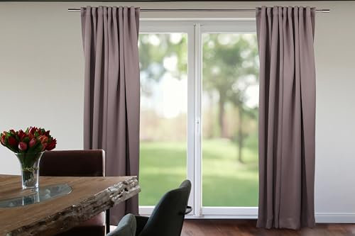 deco-raum Tenda oscurante color tortora con passante nascosto, 140 x 245 cm, pronta da confezionare