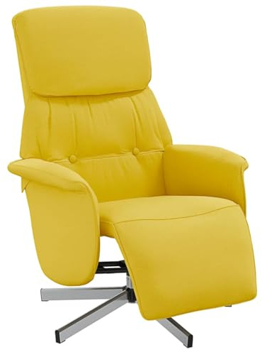 vidaXL Fauteuil Inclinable avec Repose-Pieds, Siège avec Accoudoirs, Chaise de Relaxation avec Dossier, Meuble de Salon, Moderne, Jaune Clair Tissu