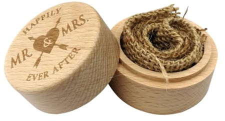 SHERCHPRY Cajita De Anillos De Madera Vintage Para Bodas y Compromisos Soporte Rustic Para Anillos Decoración Romántica Para y Propuestas