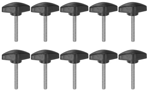 QUARKZMAN M5 x 40mm Ala Mango Perilla, 10pcs Manija Negro de Sujeción Forma T Pomo de 36mm Ancho de Pulgar Tornillo de Cabeza Moleteada Rosca Macho Estándar para Taladros Carpintería