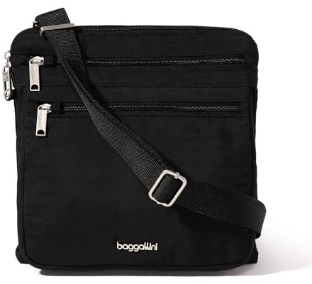 Baggallini Securtex Anti-Theft Large Crossbody 10x10 Travel Purse with RFID, Locking Zippers & Cut-Resistant Strap
