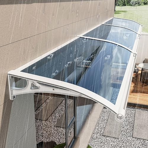 Modern Polycarbonat Haustür Aluminium Vordach, Wetterfest Hauseingang Pultbogenvordach, Extern Polycarbonat Unterstand Vordach, Balkon Überdachung Bogenvordach, UV-Schutz,Regen Schneeschutz ( Size : L