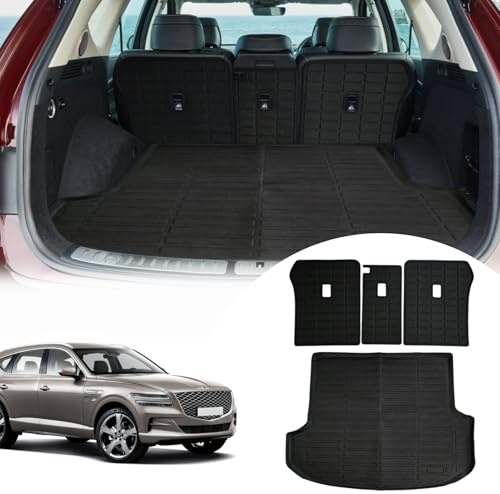ZQULOYO Cargo Liners Backrest Mat for Genesis GV80 Accessories 2021-2025 with Hook&Loop Rear Trunk Mat Rear Seat Back Cover Protector All Weather Anti-Slip Split Dog Liner 4 PCS