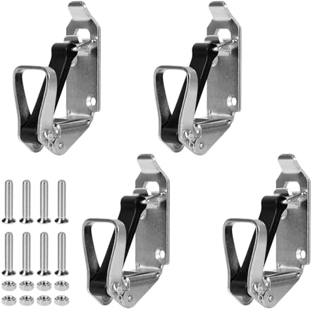 EXLECO 4 X 60mm Schaufelhalter Dachträger Schaufel Halterung Axthalter Dachträger Zubehör Spannverschluss Gummi Verschlusslager Wandmontagehalterungen für Lastwagen Auto Boot Werkzeug Spaten Silber