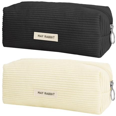 taonganui 2 Stück Mäppchen Cord-Stoff Federmäppchen Mädchen Teenager Federtasche Student Stiftemappe Pencil Case, Groß Kapazität Schulmäppchen für Schule, Büro