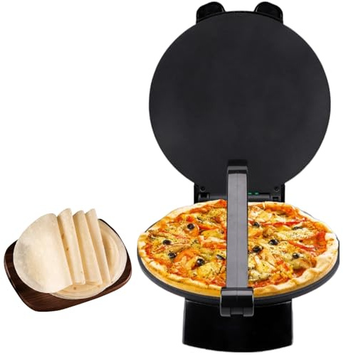 Machine à Tortillas électrique 1800 W, crêpière électrique, revêtement antiadhésif, Chauffage Double Face, température réglable, Voyant Lumineux Bicolore Rouge et Vert