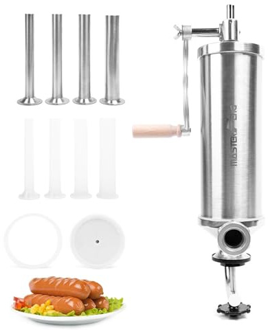 MASTER FENG Vertical Sausage Stuffer Packed with 8 Stuffing Funnels and 1 Silicone Piston [5.0 lbs Capacity]