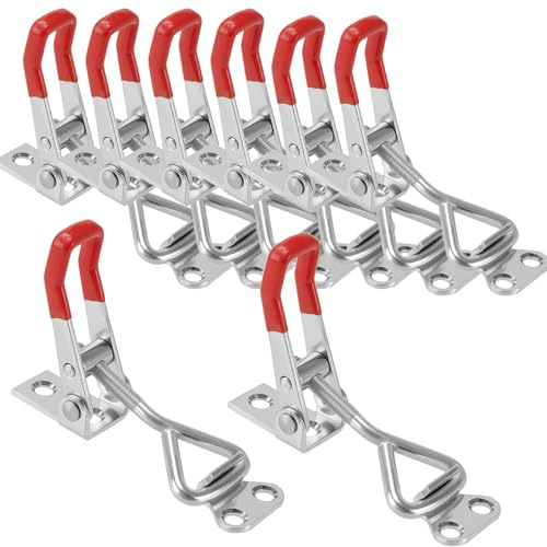 JIAYUET 10 Pack 4001 Adjustable Toggle Clamp,360lbs Capacity Quick Release Metal Door Box Case Pull Latch, Red