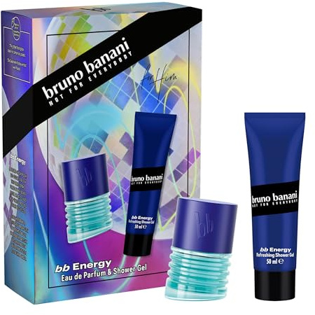 bruno banani bb Energy Eau de Parfum + bb Energy Duschgel für Männer, maskuliner, holziger Fougère-Duft, 30 ml + 50 ml