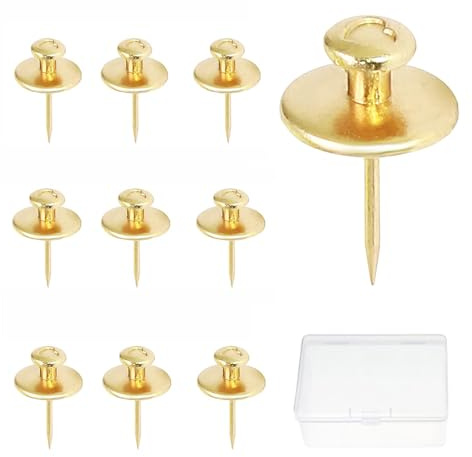 10 ganchos de pared para colgar marcos de fotos, chinchetas de doble cabeza para colgar en la pared, tableros de madera suave para decoración de fotos en casa y oficina (dorado)