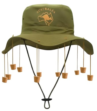 MAKI FASHIONS Australian Cork Hat for Fancy Dress – Funny Aussie Bush Hat with Dangling Corks – Outback Style Costume Accessory for Australia Day, Parties, Festivals & Novelty Events