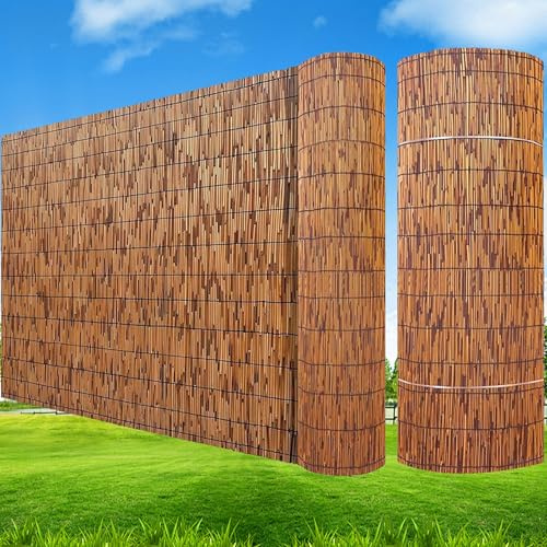 Panneaux d'extérieur en bambou – Clôture décorative résistante aux intempéries pour chambre, porche, piscine et toit – Clôture d'intimité en bambou naturel (0,9 x 2,1 m)