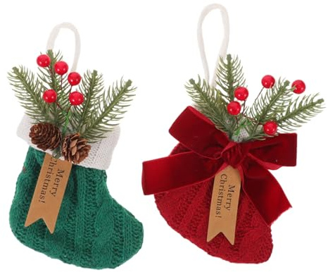 Alipis 2piezas Adornos Navideños para Medias De Punto Pequeñas Colgadores para Medias De Repisa Contenedores para Dulces Navideños para Adornos para Colgar El Árbol De Navidad Decoracione