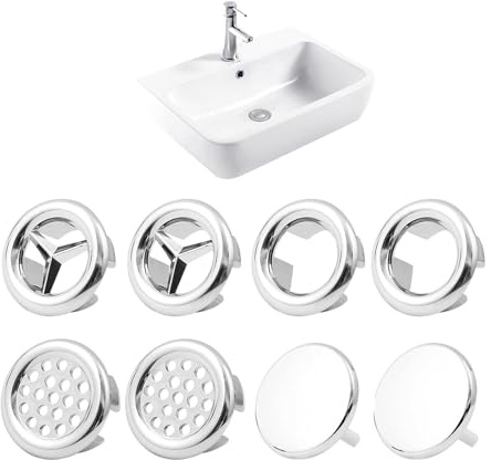8 Pcs Bathroom Sink Overflow Cover Bath Overflow Cap Basin Kit for Kitchen Vanity Basin (Style 4)