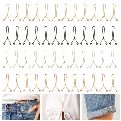 ZenHuaXinTon Pack de 48 clips tensores para pantalones, cinturones para pantalones sin costura, tensores de cintura extraíbles para jeans y faldas, clip tensor de cintura