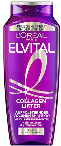 L'Oréal Paris Elvital Collagen Lifter Shampoo Volume, pulizia ristrutturante con frammenti di collagene-AS, per capelli fini e piatti, effetto lifting duraturo alla radice, 300 ml