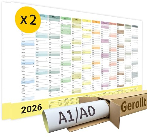 XXL Wandkalender 2026 Jahresplaner DIN A0-2 Stück - gerollt