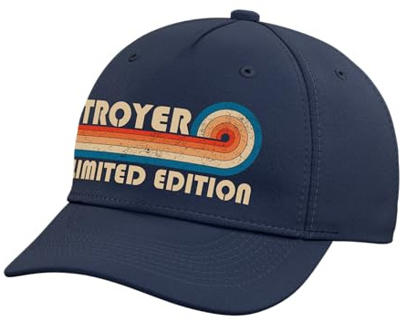 Troyer Retro 70s 80s Sunset Stripe Adjustable Printed Baseball Hat, Navy Blue