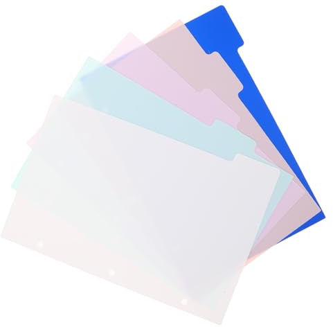 Alipis Lot de 5 Intercalaires A5 Perforés à 3 Trous pour Classeur à Levier, Onglets Résistants en Plastique, Séparateurs de Classement pour Bureau et École, Feuilles de Séparation
