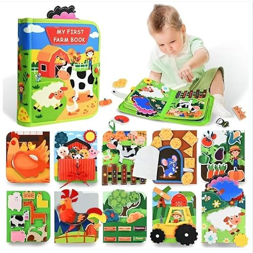 Busy Board Montessori Libro Interattivo 1 Anno - Quiet Book Sensoriale Educativo - Giochi Montessori 1 2 3 4 5 6 Anni Tavolo Pannello di Feltro attività Valigetta Didattici Regalo Bimbo