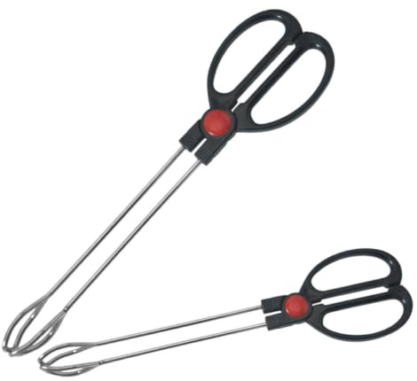 TOPPERFUN 2 Pièces Pince à Aliments en Acier Inoxydable, Pinces à Griller Cuisine, Noir, Plastique, Portable et Résistante à L’usure, pour Barbecue, Pique-niques et Camping