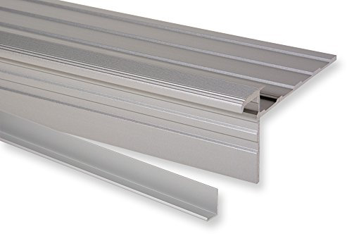 Trepsa Treppenkantenprofil Profil 1 mit Abschluss-Clip | Aluminium eloxiert (1400 mm, Silber)