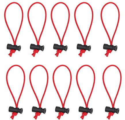 Foto&Tech 10-Pack Multipurpose Extra Thick Toggle Tie/Cable Tie and Organizer Adjustable/Elastic Loop/Instant Clutter Killer/Tangle Tamer/Cable Management for Cord & Cable Reusable (Red)
