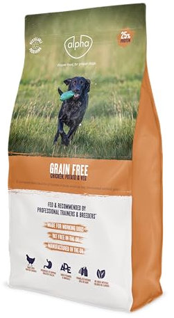 Alpha Grain-Free Working Dog Food | Hypoallergenic Nutritionally Complete Feed | Chicken, Potato, and Veg, 15kg