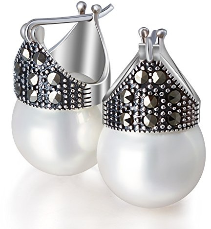 ✦Present till jul✦ Fjäderljus 925 sterling silver pärlörhängen naturlig pärla droppe dinglande örhängen, handgjorda naturliga smycken gåva för kvinnor och flickor