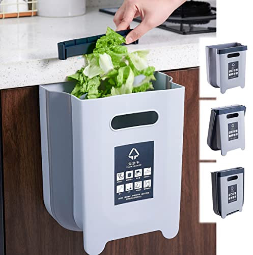 BLUE MARBLE Folding Kitchen Bin, Hanging Food Bin, Bins For Kitchen, Over Door Bin Hanging Kitchen Trash Can, Small Garbage Bins, Trash Can, Cupboard Bin Or Under Sink Storage