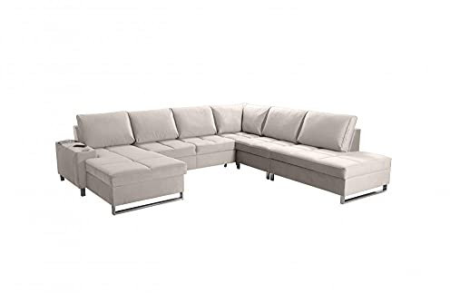 All4All Ecksofa mit Schlaffunktion Hers IX Wohnlandschaft XXL Big Sofa mit USB Eingang Bettkasten Links Rechts Modern 26 (Links)