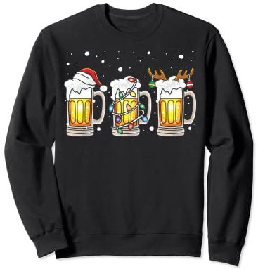 Chopes à bière Père Noël, elfe, renne, arbre de Noël Sweatshirt