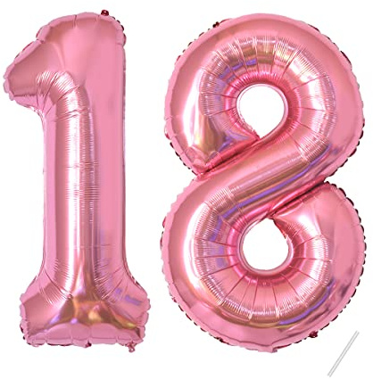 Geburtstag zahlen luftballon 18 jahre | Folienballon Rosa- Folienballon in 40-101cm Geburtstagsdeko - Ballon Zahl Deko zum Geburtstag fliegt mit Helium für Männer Frauen 18.Geburtstagsparty Jubiläum