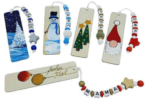 Personalisiertes Lesezeichen mit Namen für Kinder und Erwachsene - handbemalt - freie Farb und Motivwahl - Weihnachten Nikolaus