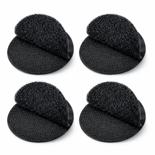 Klettpunkte selbstklebend extra stark, Klett Klebepunkte, Klettband rund selbstklebend, Klettpunkte groß in schwarz, Befestigung Ohne Bohren (Ø 45mm, 8 Stück)